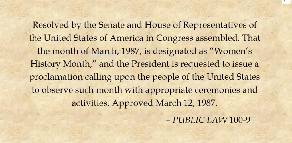 Women's History Proclamation